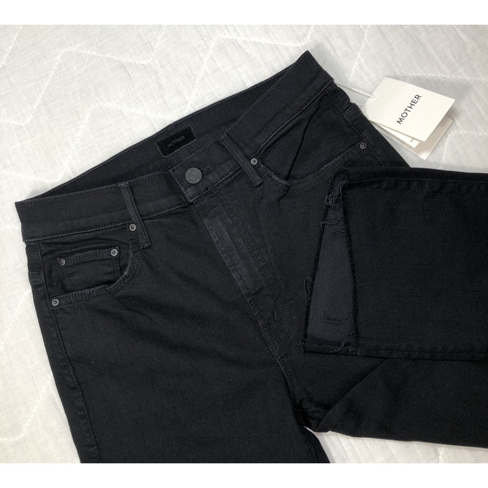 MOTHER Jeans The Insider Crop Step Fray Size 27 Denim Black Not Guilty 27x26 NWT